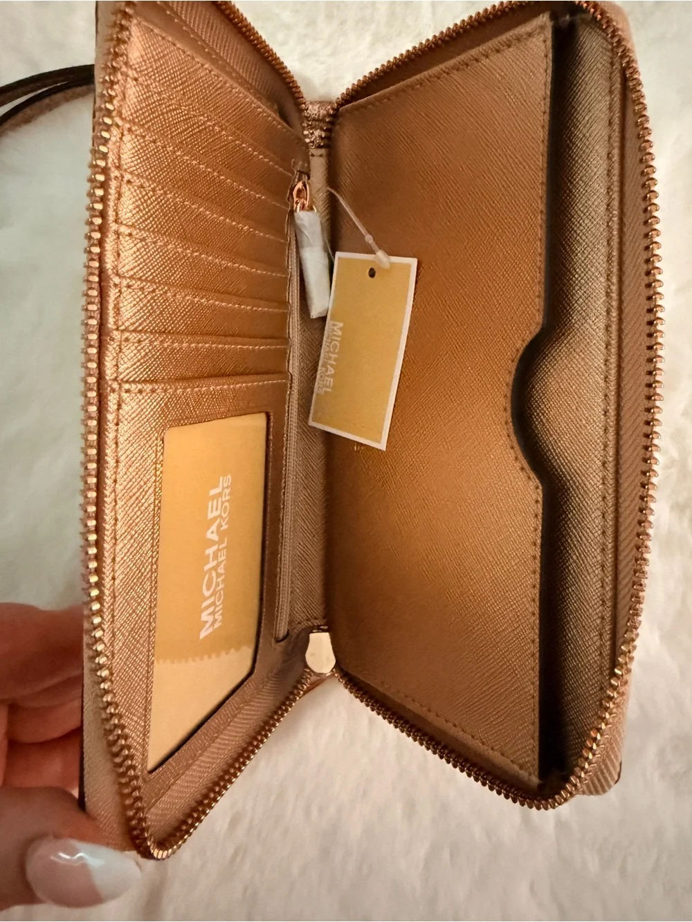 Michael Kors Rose Gold Zip Tech Wristlet